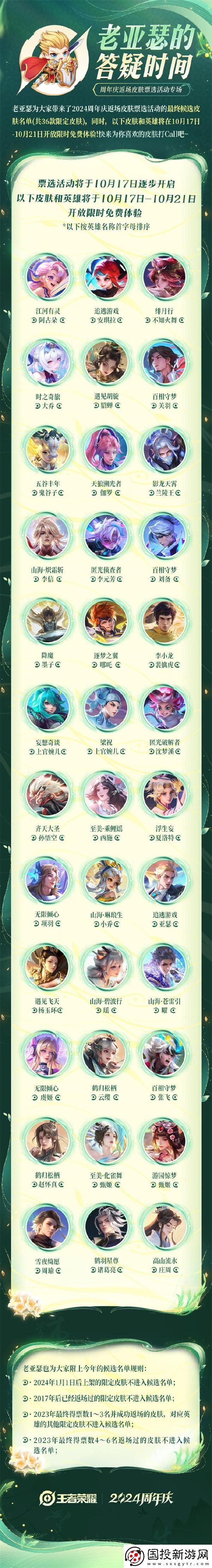 王者榮耀2024周年慶皮膚返場(chǎng)票選活動(dòng)怎么參加