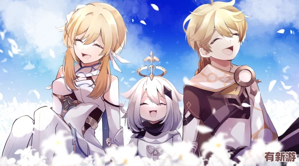 旅行者和派蒙在雪地見到八重神子-三人共度美好時光-感受冬日的溫暖與友誼的力量