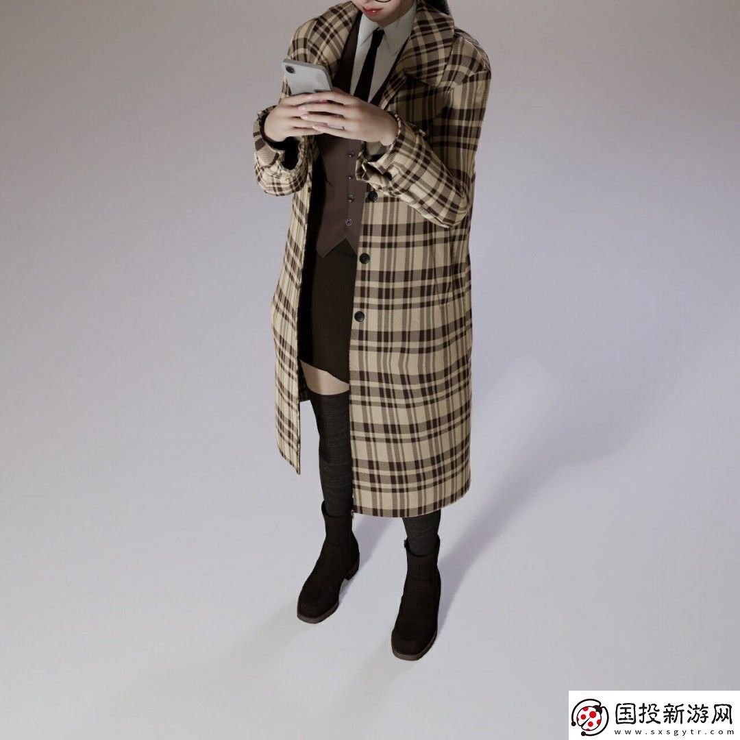 inZOI卡其色格子風衣服裝分享